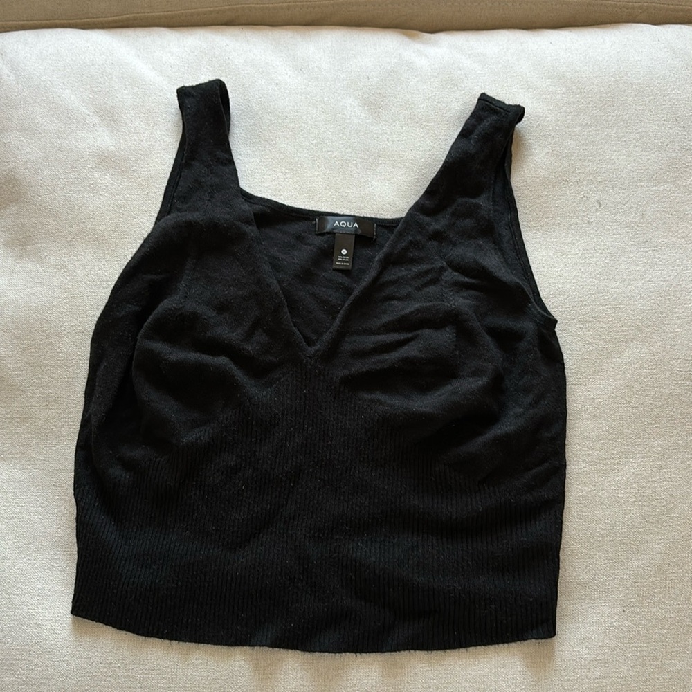 Black sweater crop tank